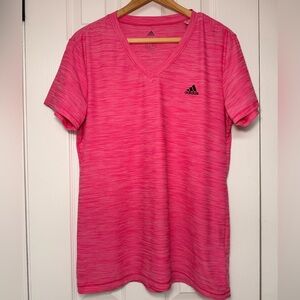 Adidas Ultimate V-Neck Pink Heather Athletic Workout Tee Women’s Size Medium Gym